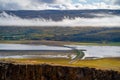 Bridge over Lagarfljot or Logurinn lake in Iceland