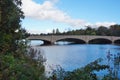 Bridge over Lake Carnegie in Princeton, NJ in the fall Royalty Free Stock Photo