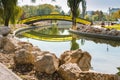 Bridge over the lake in Drumul Taberei Park, Bucharest Royalty Free Stock Photo
