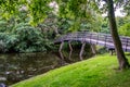 Bridge over a lake at Haagse Bos, forest in The Hague Royalty Free Stock Photo