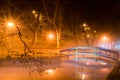 Bridge over a lake in Miskolctapolca, Hungary Royalty Free Stock Photo