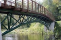 Bridge over the lake, river. Beautiful autumn season. Royalty Free Stock Photo
