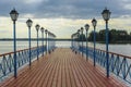 bridge over the lake Valdai in Russia Royalty Free Stock Photo