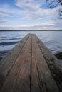 Bridge over the lake Valdai in Russia Royalty Free Stock Photo