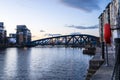 Bridge over Leith Harbour at Dusk, Edinburgh Royalty Free Stock Photo