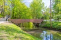 Bridge over Lyna river in city center of Olsztyn in Poland.