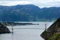 Bridge over Lysefjord, near Forsand village, Rogaland county, Norway Royalty Free Stock Photo