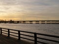 Bridge over the Manatee River at sunset Royalty Free Stock Photo