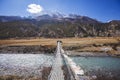 Bridge over Marsyandi River. Nepalese Himalayas Royalty Free Stock Photo