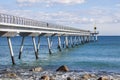 Bridge over mediterranean sea, pont del petroli, Badalona, Catalonia, Spain.