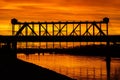 Bridge over the Missouri River at Berkley park on the sunset Royalty Free Stock Photo