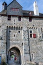 Bridge over moat and entrance gate to the castle Schloss Burg, Castle Burg, Solingen, Germany