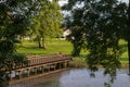 Bridge over the moat, in the old town in Fredrikstad, Norway Royalty Free Stock Photo