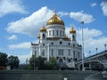 Bridge over Moscow river and the temple of Christ the Savior Royalty Free Stock Photo