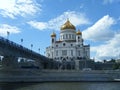 Bridge over Moscow river and the temple of Christ the Savior Royalty Free Stock Photo