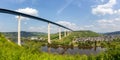 Bridge over Moselle river panorama in Zeltingen Germany Royalty Free Stock Photo