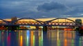 Bridge over the Neckar River, the city of Mannheim Royalty Free Stock Photo