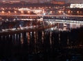 Bridge over night Moscow river background Royalty Free Stock Photo