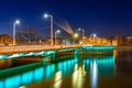 Bridge over Odra river in Wroclaw at night Royalty Free Stock Photo