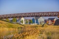 Bridge over Oquirrh Lake on a sunny day in Utah Royalty Free Stock Photo