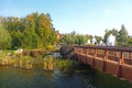 Bridge over the pond in Mezhyhirya is the residence of former President of Ukraine Viktor Yanukovych