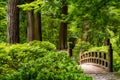 Bridge Over Pond at the Portland Japanese Garden Royalty Free Stock Photo