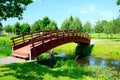 Bridge over pond in Viesintos village Anyksciai district Royalty Free Stock Photo