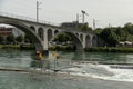 Bridge over the Reuss river in Bremgarten in Switzerland