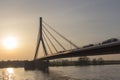 Bridge over the rhine at wesel, western germany.