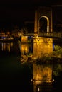 Bridge over Rhone river in Lyon, France at night Royalty Free Stock Photo