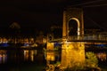 Bridge over Rhone river in Lyon, France at night Royalty Free Stock Photo