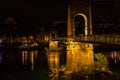 Bridge over Rhone river in Lyon, France at night Royalty Free Stock Photo