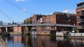 The river Aire in the centre of Leeds, Northern England Royalty Free Stock Photo