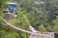 Bridge over the river beautiful tropical landscape of Mount Nepal Himalayas Royalty Free Stock Photo