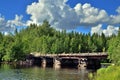 The bridge over the river Chirko-Kem. Karelia, Russia