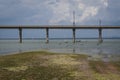 Bridge over the river,floating train tracks, railroad tracks Royalty Free Stock Photo