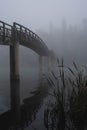 Bridge over the river with fog Royalty Free Stock Photo