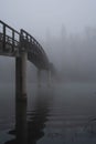 Bridge over the river with fog Royalty Free Stock Photo