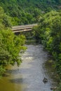 Bridge over the river through the forest Royalty Free Stock Photo