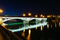 Bridge over the river during nighttime in Cadiz, Spain Royalty Free Stock Photo