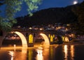 Bridge over the river osum at night berat albania europe Royalty Free Stock Photo