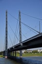 Bridge over the River Rhine in Duesseldorf, the Capital City of North Rhine - Westphalia Royalty Free Stock Photo