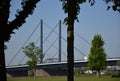 Bridge over the River Rhine in Dusseldorf, the Capital City of North Rhine - Westphalia Royalty Free Stock Photo