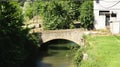 Bridge over the river in Sant Hipolit de Voltrega Royalty Free Stock Photo