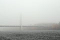 Bridge over the River in Umea, Sweden in Fog