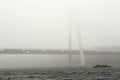 Bridge over the River in Umea, Sweden in Fog