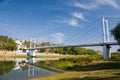 Bridge over the river of Ural in Orenburg. Royalty Free Stock Photo