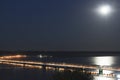 Bridge over the river Volga at night Royalty Free Stock Photo