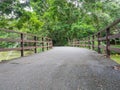 Bridge over the river,Walkway go to the forest,Made of cement and wood,At market Bangkachao Bangkok Thailand Royalty Free Stock Photo