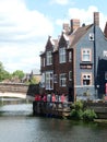 Bridge over River Wensum and Rib of Beef Pub, Norwich, Norfolk, UK